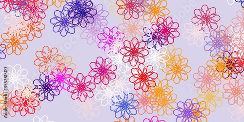 Light Pink, Yellow vector doodle pattern with flowers.