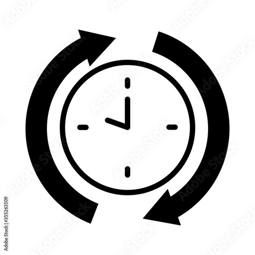 clock with sync arrows around, silhouette style