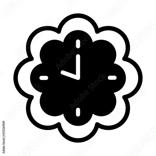 clock in flower shape icon, silhouette style