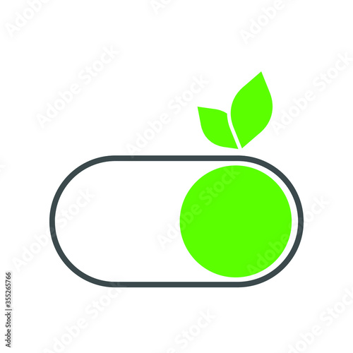 Realistic switch toggle buttons, set or tree sliders in ON and OFF position .
Button eco.
Vector illustration.