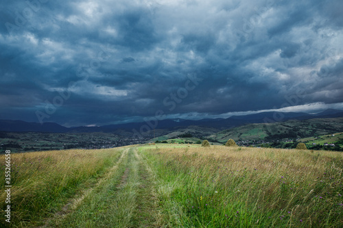 Views of the Carpathians - this is a beautiful country in the mountains of the Carpathians after sunset. Carpathians are located in Ukraine. In the Carpathians  beautiful nature.