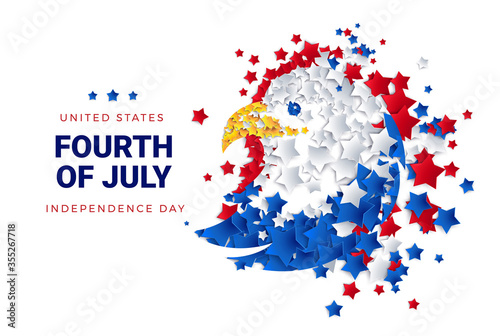 Fourth of July background - American eagle made of stars for USA Independence Day party - 4th of July vector illustration