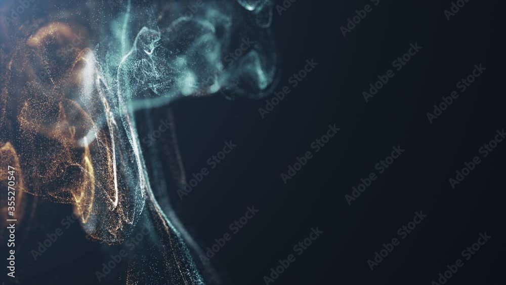 A floating cloud of dust particles collides, isolated against a black background. Beautiful bokeh.Dynamic particles.4K