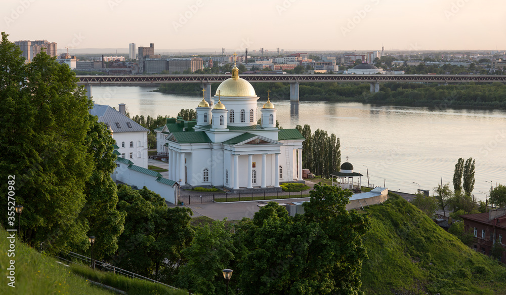 Nizhny Novgorod. View of the Annunciation Monastery at sunset with beautiful sky