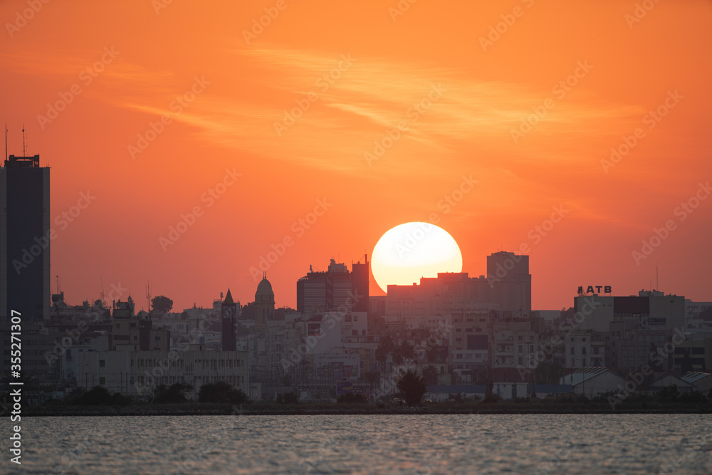 Sunset in Tunis, capital of tunisia