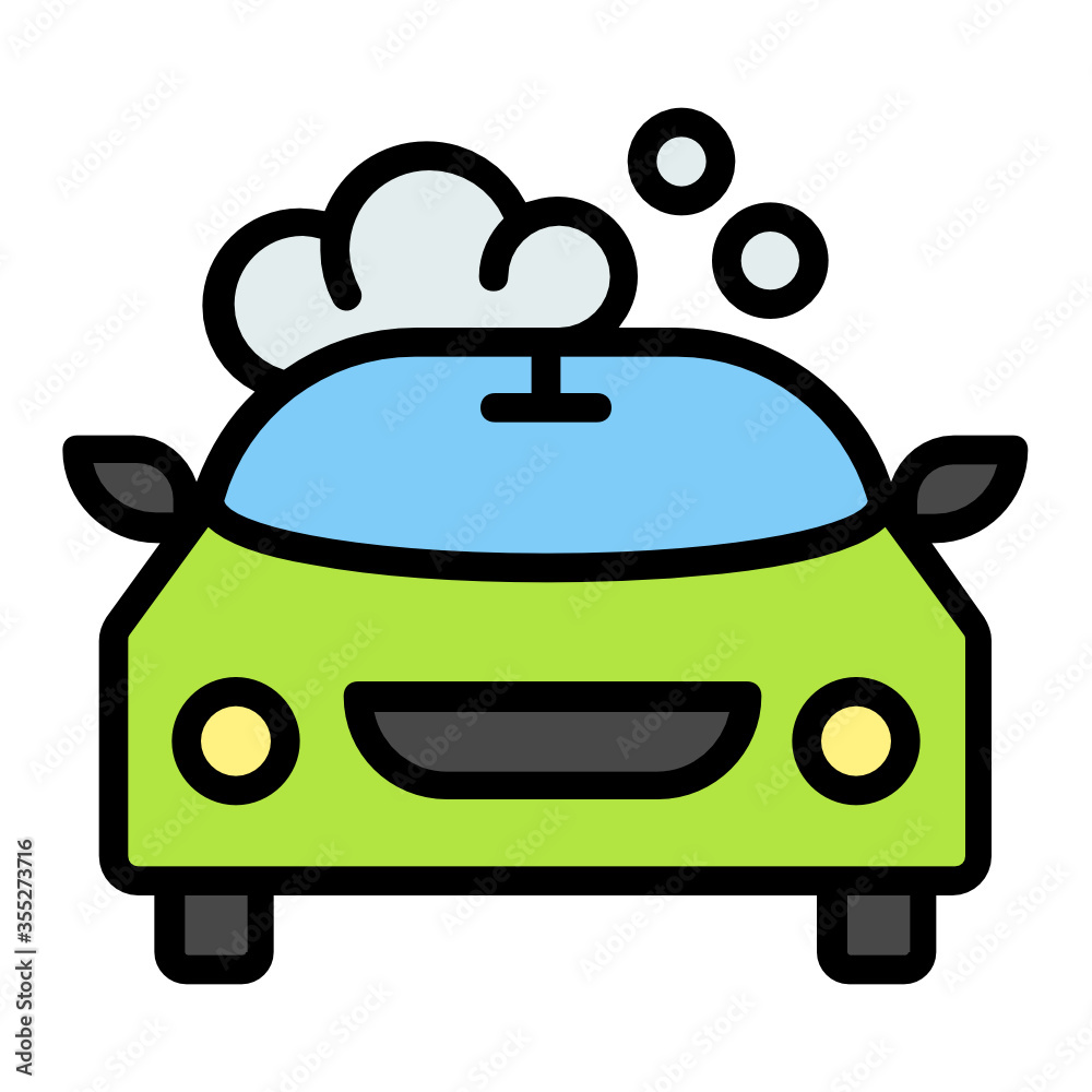 Automobile with Bubble Sud Concept, Car cleaning and sanitizing Vector Icon Design, Carwash & Detail Center equipment on white background, Soapy Vehicle Symbol, Lorry Shampoo Symbol  