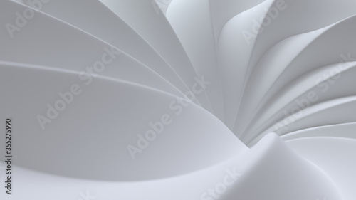 Fototapeta Naklejka Na Ścianę i Meble -  Abstract white background with curvy shapes. 3d rendered illustration. Soft surface. Architectural abstraction.