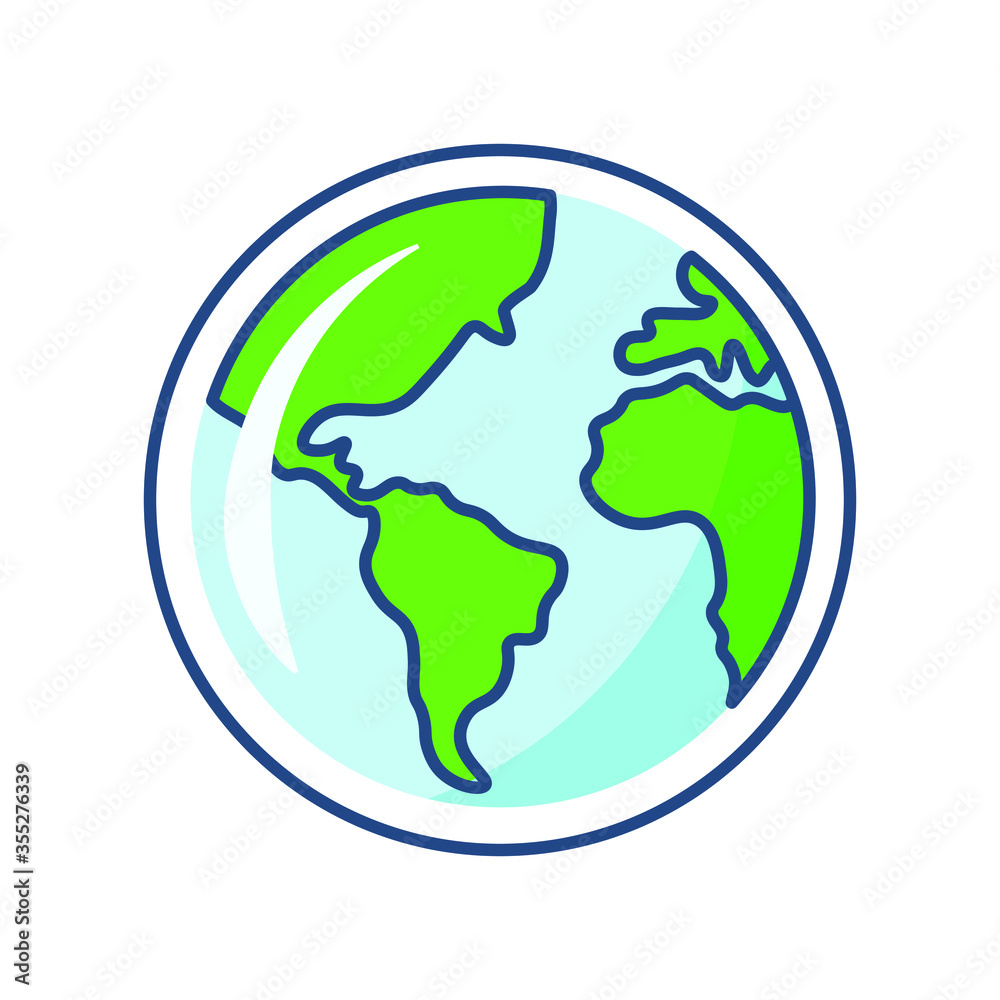globe with different continents, color icon globe with different continents, color icon