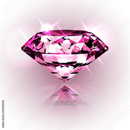  Illustration of a shiny sparkling ruby with reflection