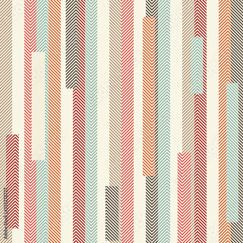 Abstract striped geometric seamless pattern on texture background in retro colors. Endless pattern can be used for ceramic tile, wallpaper, linoleum, textile, web page background.