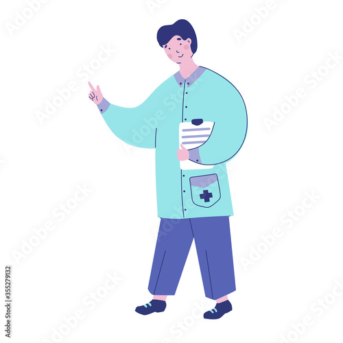 Practicing doctor, vector illustration design. Cartoon vector illustration.