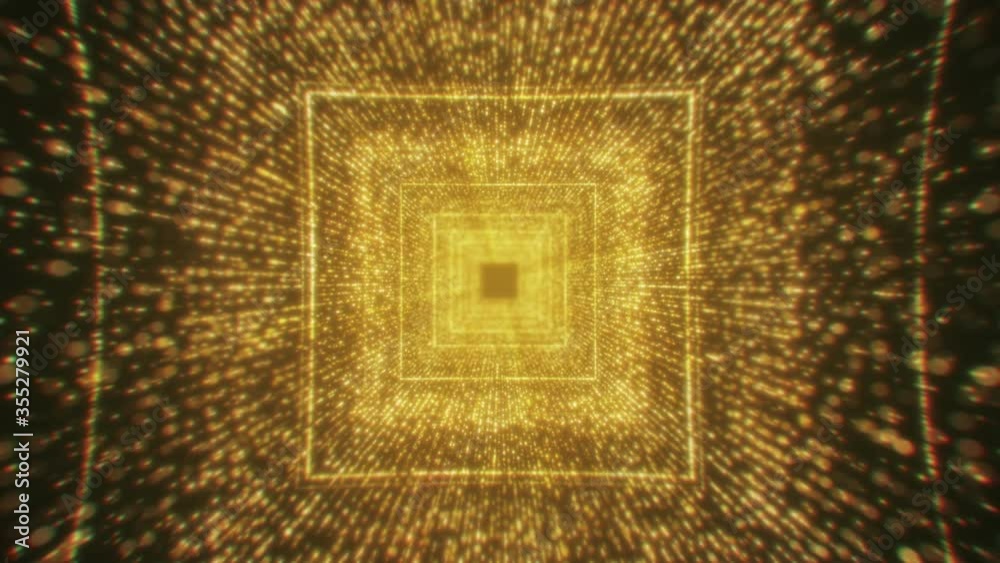 Modern Gold Particle Abstract Square Tunnel Looping Background