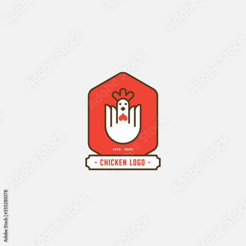 Chicken logo, Fried chicken restaurant, Rooster mascot, chicken farm and egg vector illustration.