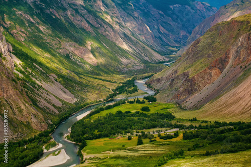 Drainage basin of the Chulyshman river in Altai Republic  Russia