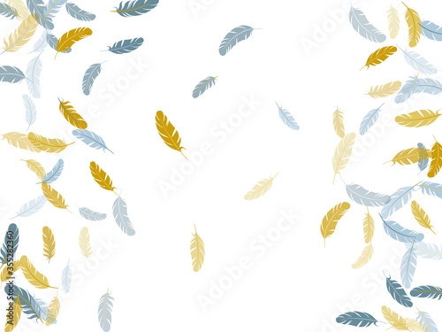 Fluffy twirled feathers on white design.