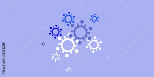 Light BLUE vector background with covid-19 symbols.