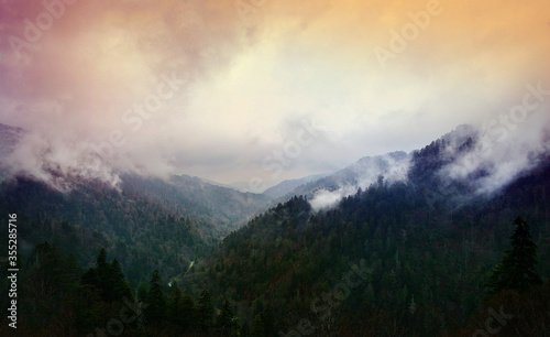 Mountain Clouds at Newfound Gap  Smoky Mountains National Park  Tennessee  USA
