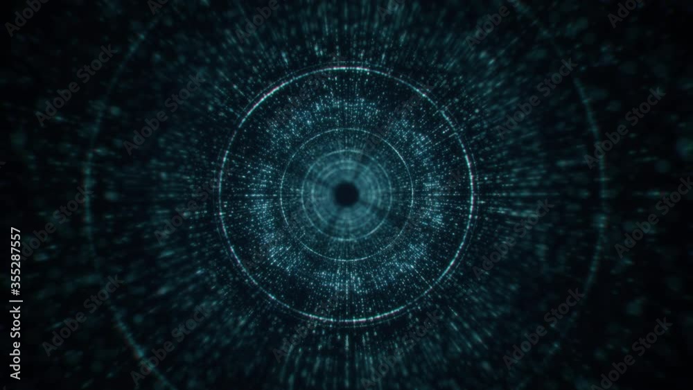 Modern Blue Particle Abstract Circle Tunnel Looping Background