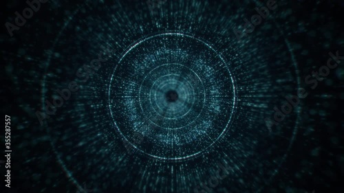 Modern Blue Particle Abstract Circle Tunnel Looping Background