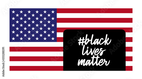 United States national flag colors and lettering text black lives matter.Symbol of protest.Text message for protest action.Vector ilustration