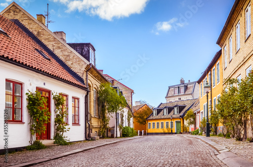 Central street in downtown Lund, Sweden