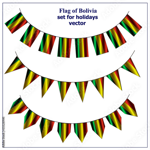 Bright set with flags of Bolivia. Happy Bolivia day collection. Bright vector with transparent background.