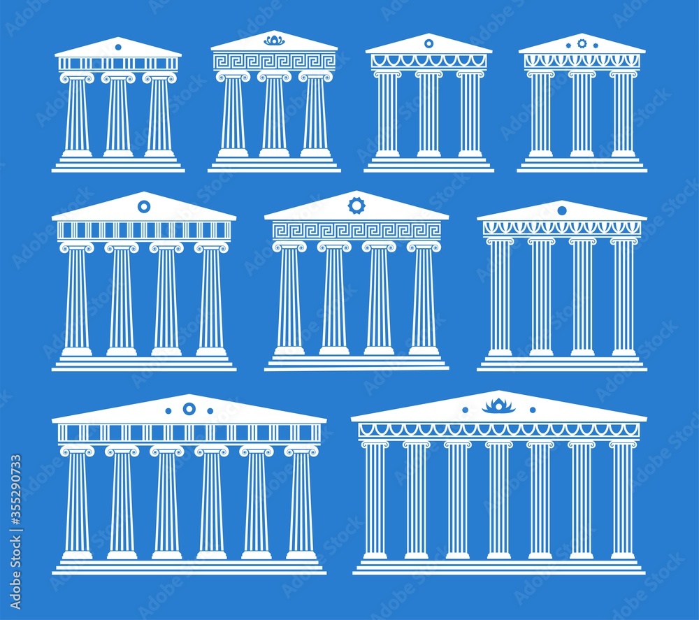 vector set of ancient greek architecture with columns Stock Vector ...