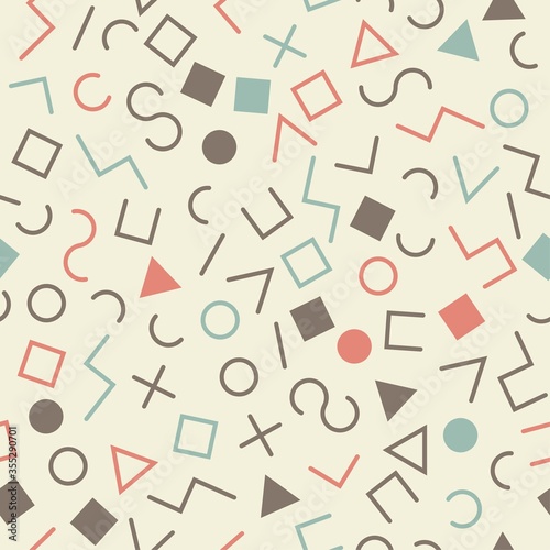 vector seamless geometric pattern, memphis or hipster style