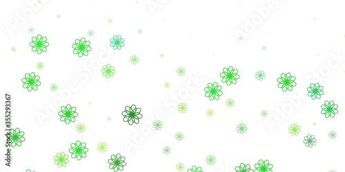 Light Green  Yellow vector doodle texture with flowers.