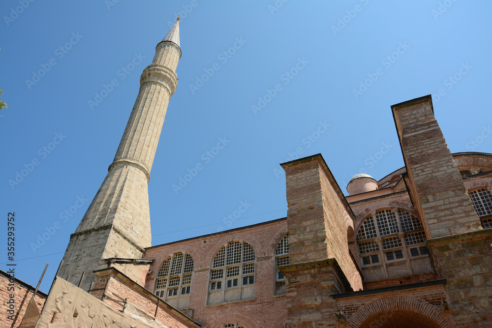 Side wall and tower of Hagia Sophia in Istanbul