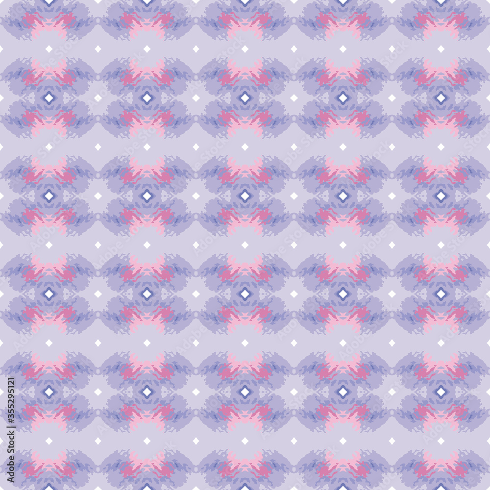 Vector seamless pattern texture background with geometric shapes, colored in purple, pink, white colors.