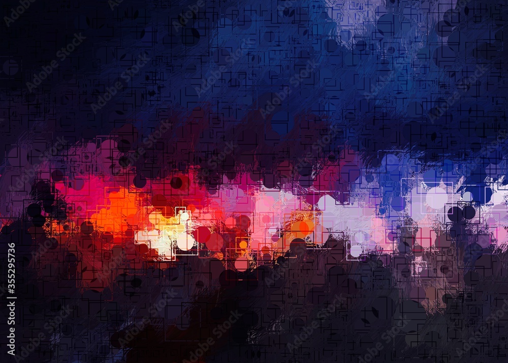 Fototapeta premium Abstract Colorful Geometrical Artwork,Abstract Graphical Art Background Texture,Modern Conceptual Art,Synthwave Aesthetic Poster Print,3D Rendering