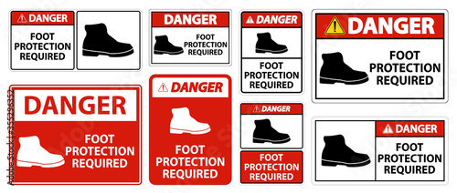 Danger Foot Protection Required Wall Symbol Sign Isolate on transparent Background,Vector Illustration photo