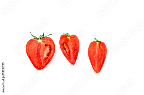 Sliced fresh tomatoes. Isolated on a white background.