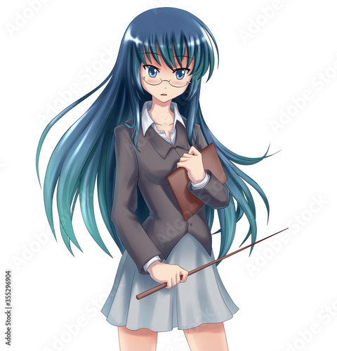 Anime teacher with a pointer