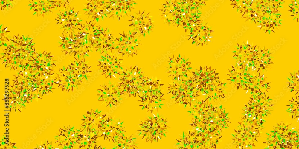 Light Green, Yellow vector doodle background with flowers. Light Green, Yellow vector doodle background with flowers.