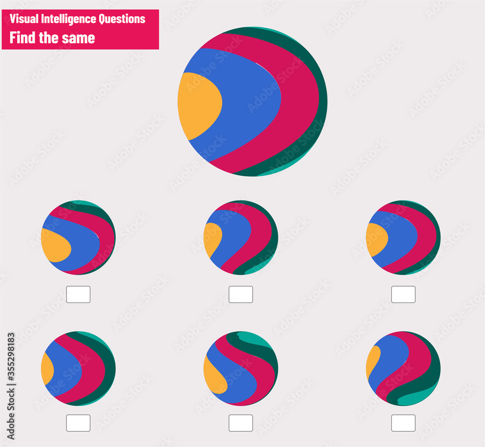 Obraz premium Visual Intelligence Questions. Find the same. IQ Test
