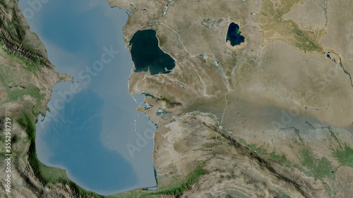 Balkan, Turkmenistan - outlined. Satellite photo