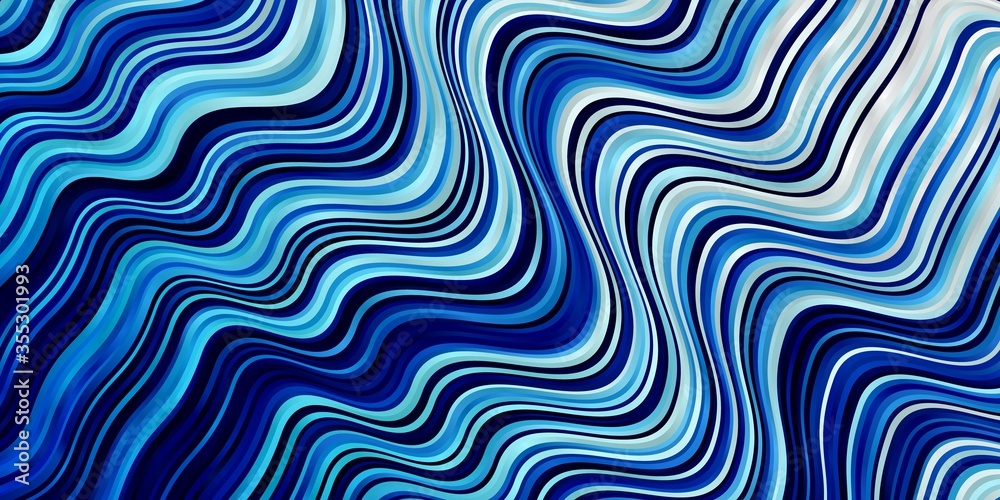 Dark BLUE vector pattern with curves. Colorful abstract illustration with gradient curves. Template for your UI design.