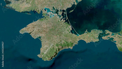 Crimea, Ukraine - outlined. Satellite