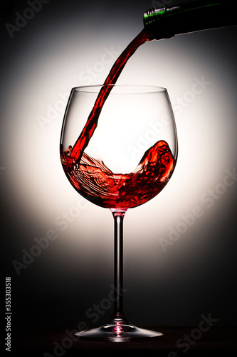 Wine glass pouring dark