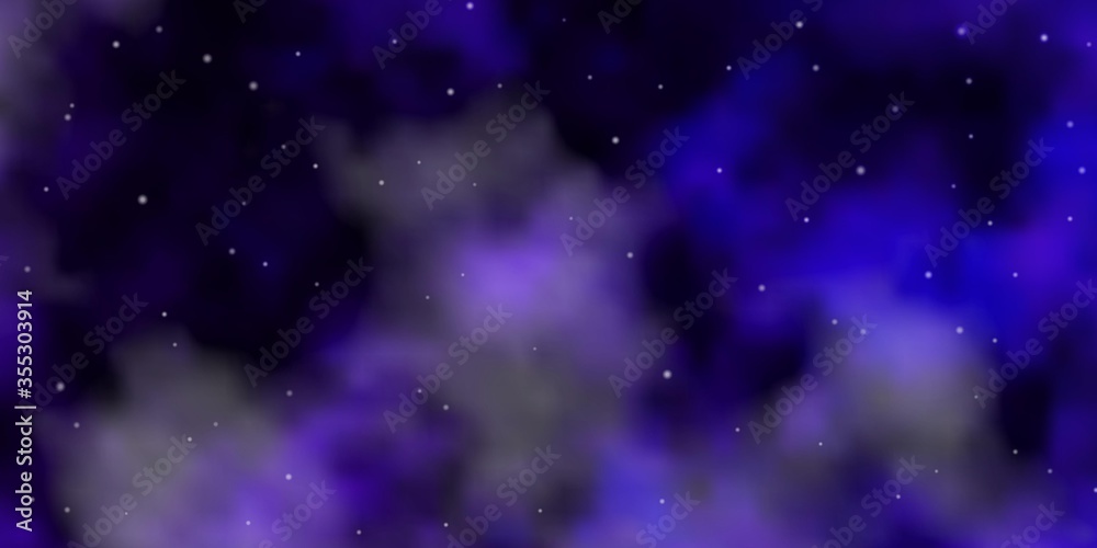 Dark Purple vector background with small and big stars. Colorful illustration in abstract style with gradient stars. Pattern for wrapping gifts.