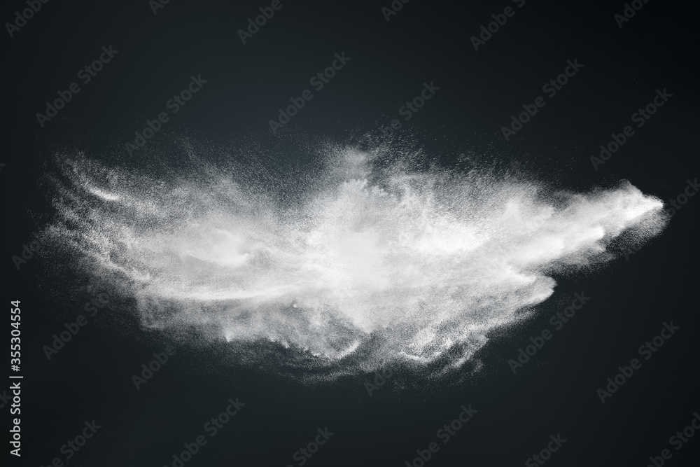 Fototapeta Streszczenie projektu białej chmury proszku na ciemnym tle