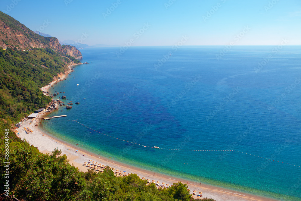 aerial view of Adriatic coast , summer landscape with sunny beach