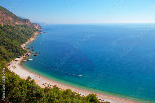 aerial view of Adriatic coast , summer landscape with sunny beach