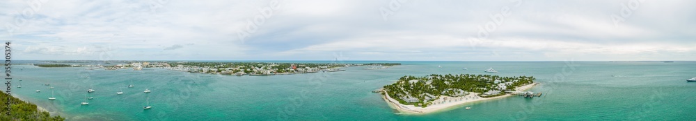 Aerial photo Sunset Island and Key West in the distance drone panorama