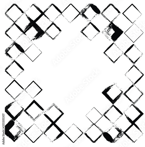 retro square pattern in grunge design. brush vector drawn and combining together randomly. it can be used as abstract retro background, template, backdrop, poster, billboard, cover page, etc.