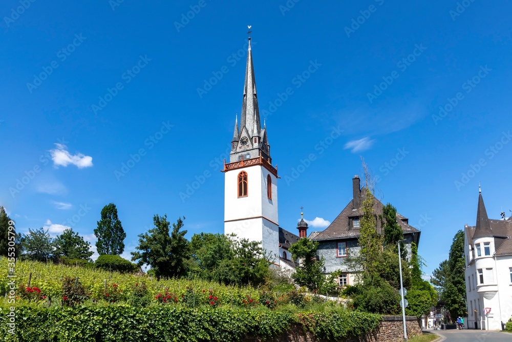 view to old town church in Eltville, Germany view to old town church in Eltville, Germany