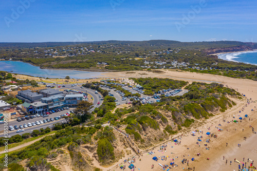 Aerial view of a beach at Anglesea in Australia photo