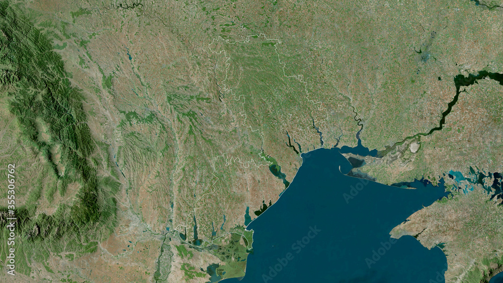 Odessa, Ukraine - outlined. Satellite